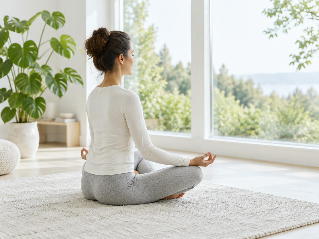 A woman taking a quiet moment to meditate